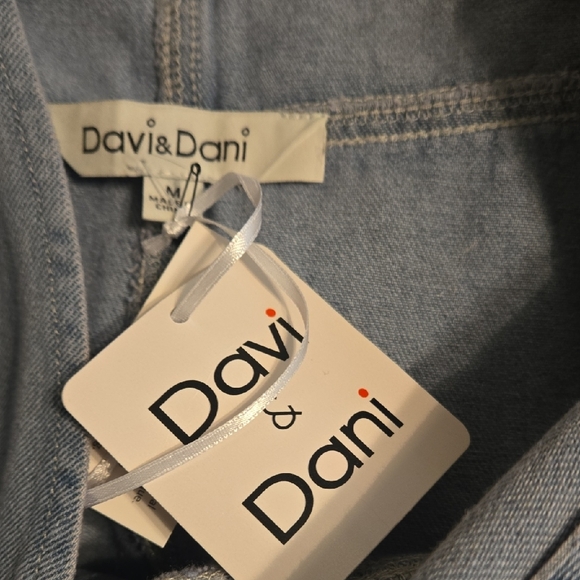 DAVI & DANI Light Blue Denim Button-Front Pinafore Dress - Picture 2 of 4